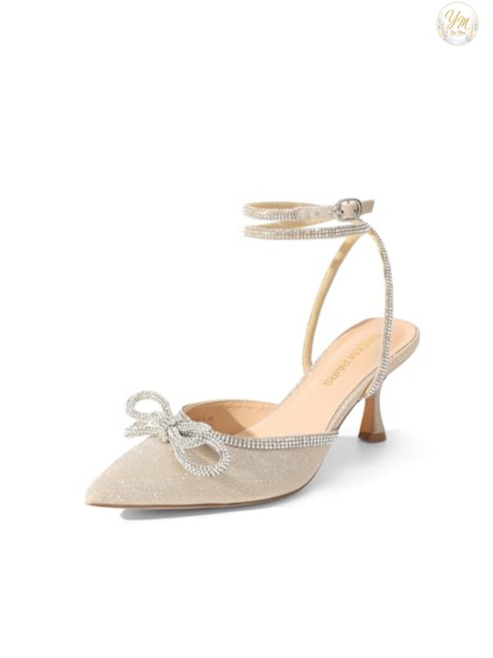 Kitten Heel Rhinestone Bow Slingback Pumps